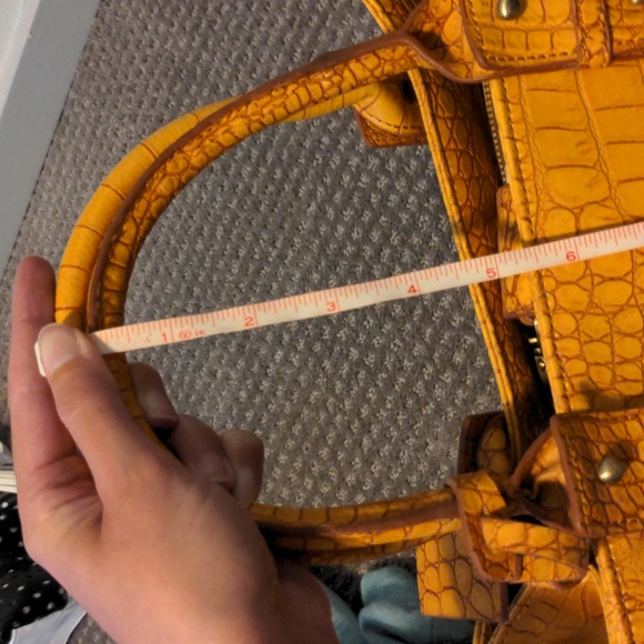 Jessica Simpson Yellow Croc-Embossed Satchel - Picture 11 of 11